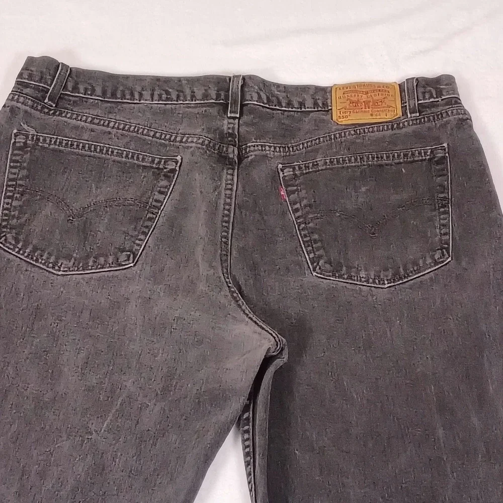 Vintage Levis 550 Relaxed Fit Made in USA Black Wash Jeans Mens 44x30 Fit 42x28